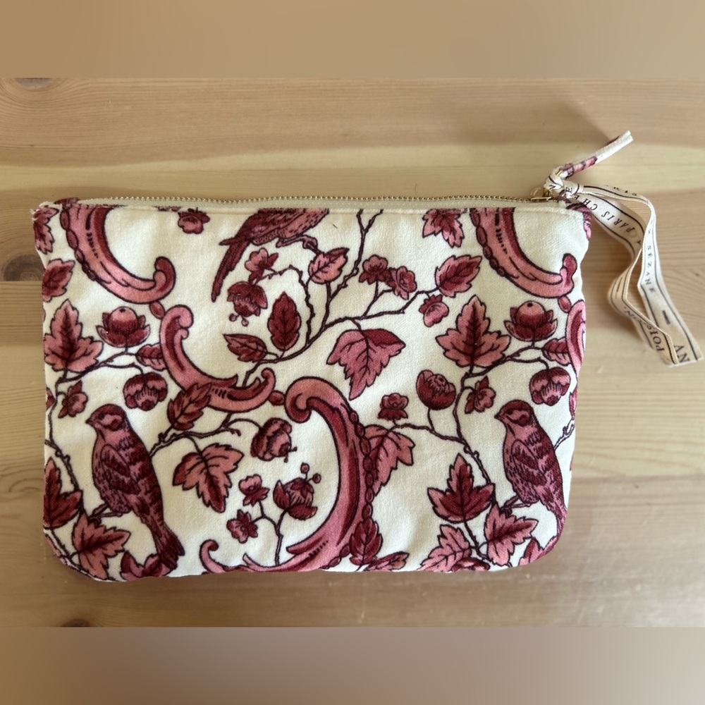 Sezane Cream and Red Floral Pouch / Bag - Picture 2 of 3